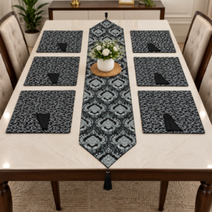 Noir Royale Black Shingai Table Runner & Placemat Set