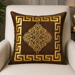 Luxury Laser Cut Applique Cushion Velvet Brown