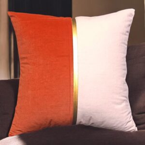 Luxury Patch Work Cushion Velvet Orange White