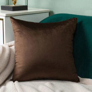 CHOCLATE BROWN PACK OF 5 PLAIN VELVET CUSHION COVERS