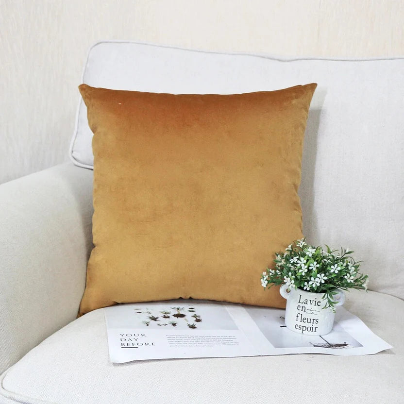 GOLDEN PACK OF 5 PLAIN VELVET CUSHION COVERS