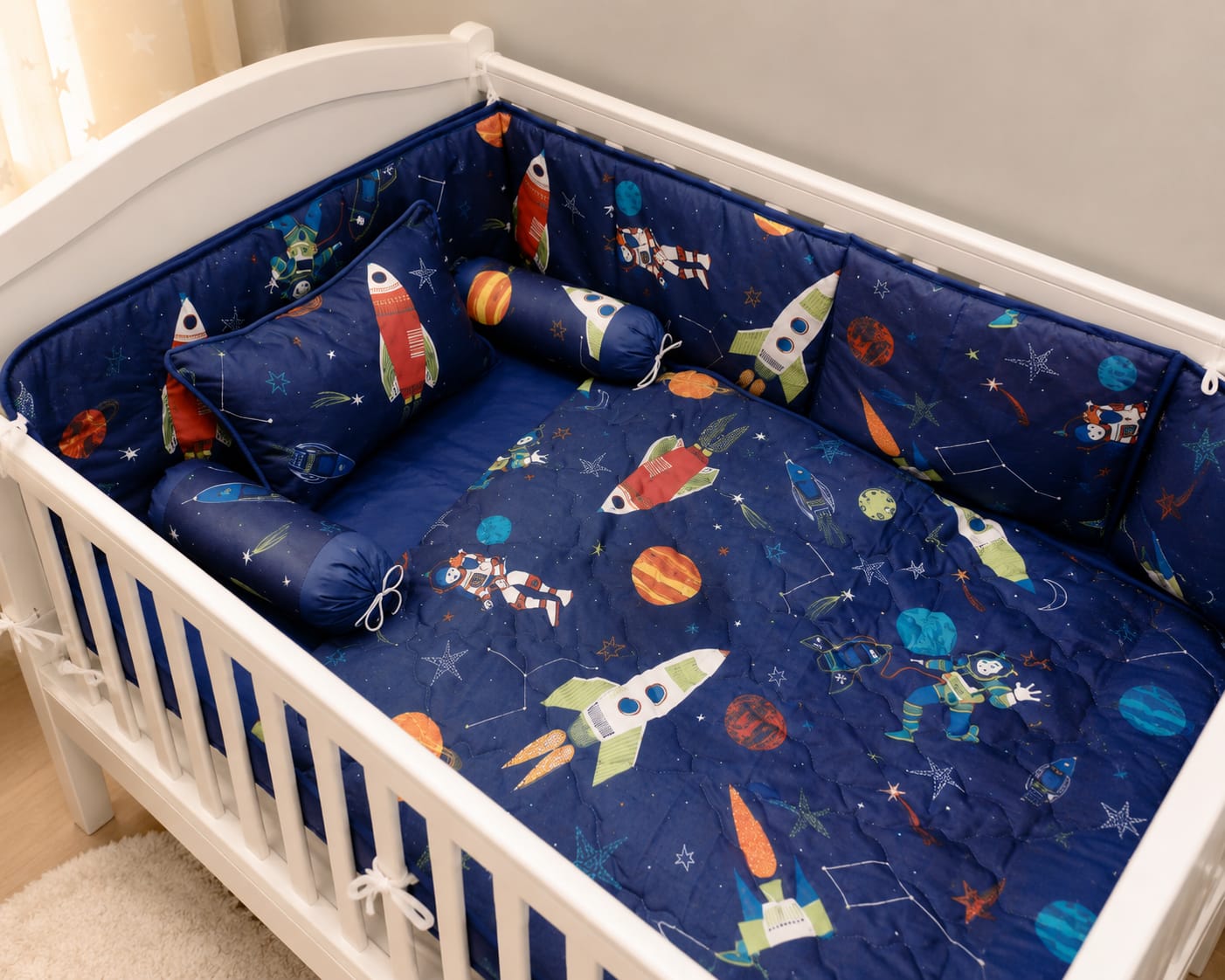 Luxury Baby Cot Bedding Set Blue