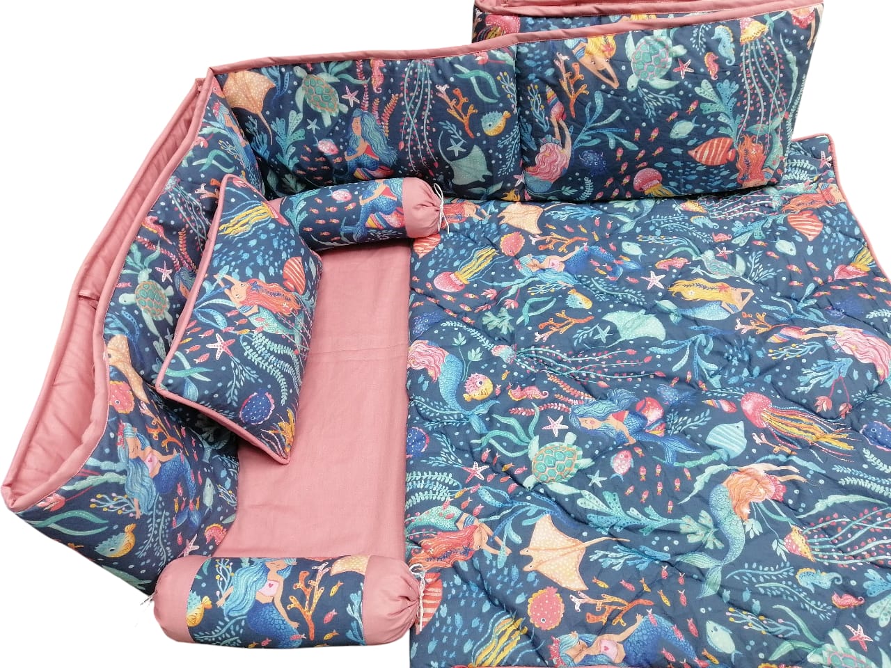 Luxury Baby Cot Bedding Set Blue(Pink)