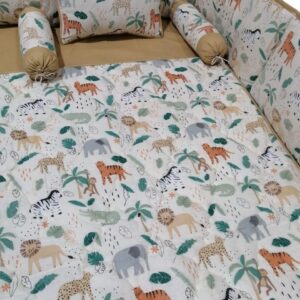 Luxury Baby Cot Bedding Set White (Brown)