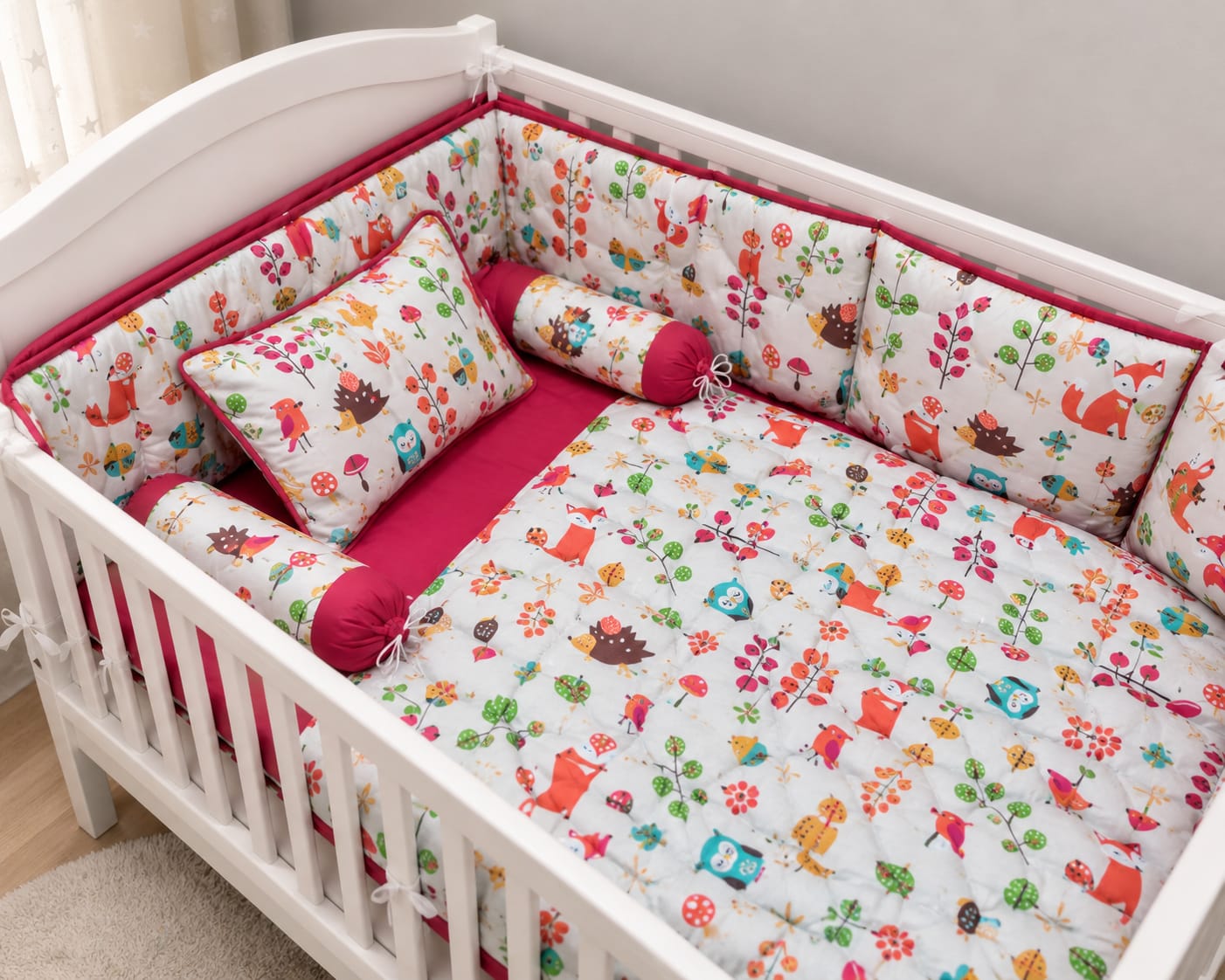 Luxury-Baby-Cot-Bedding-Set-White(Pink)