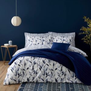 Luxury Comforter Blue Leaf Cotton White