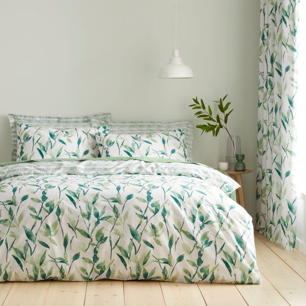 Luxury Comforter Green Leaf Cotton White