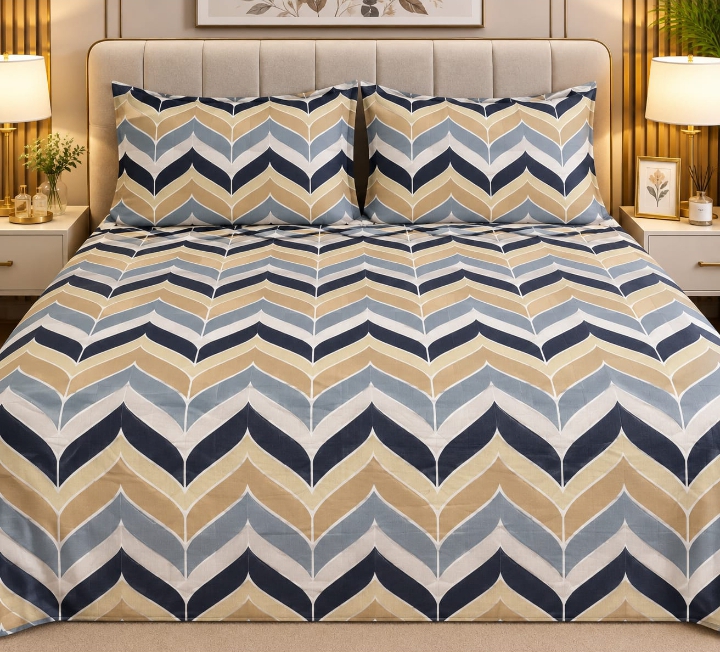 Luxury-Cotton-BedSheet-Blue-Brown-Biege-White