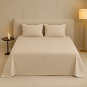 Luxury Export Quality Cotton Pain Bedsheet Biege