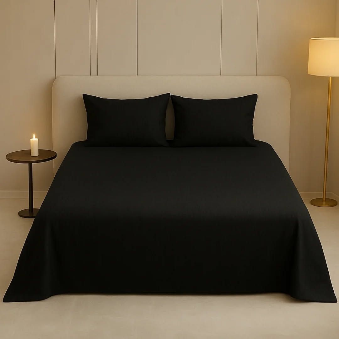 Luxury-Export-Wuality-Cotton-Pain-Bedheet-Black