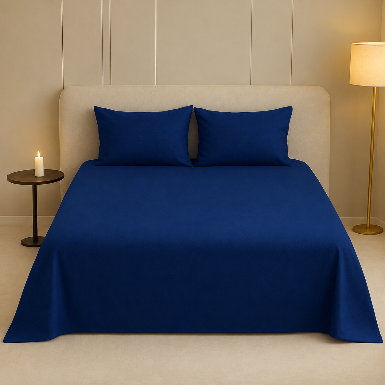 Luxury Export Quality Cotton Pain Bedsheet Blue