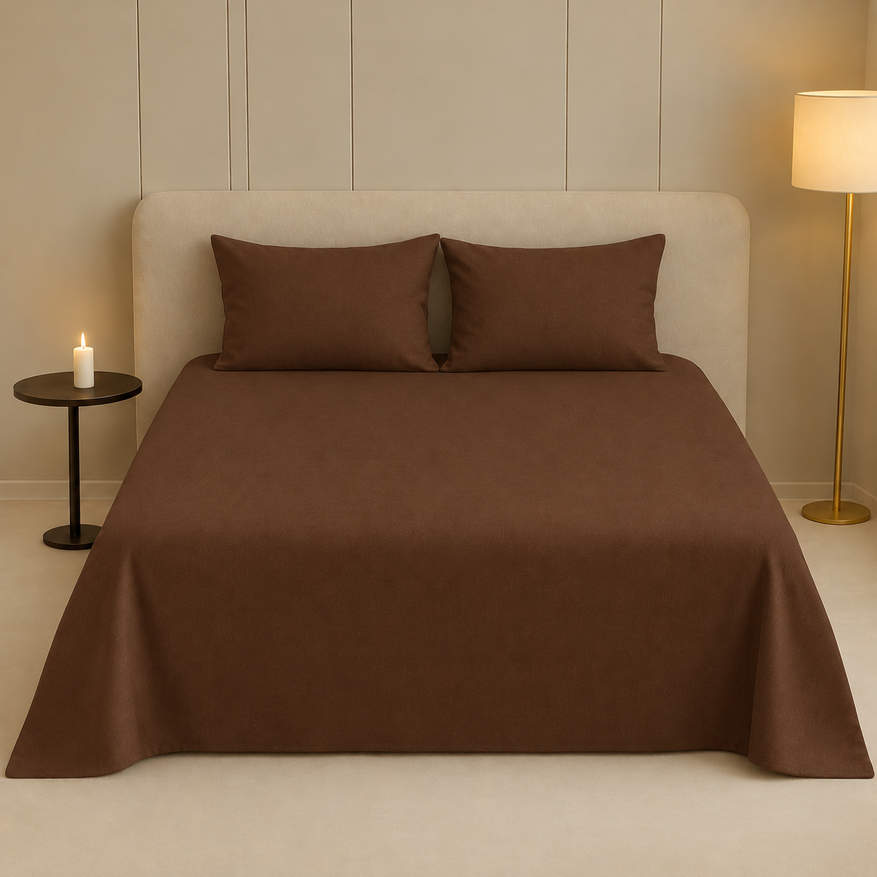 Luxury Export Quality Cotton Pain Bedsheet Brown