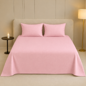 Luxury Export Quality Cotton Plain Bedsheet Light Pink