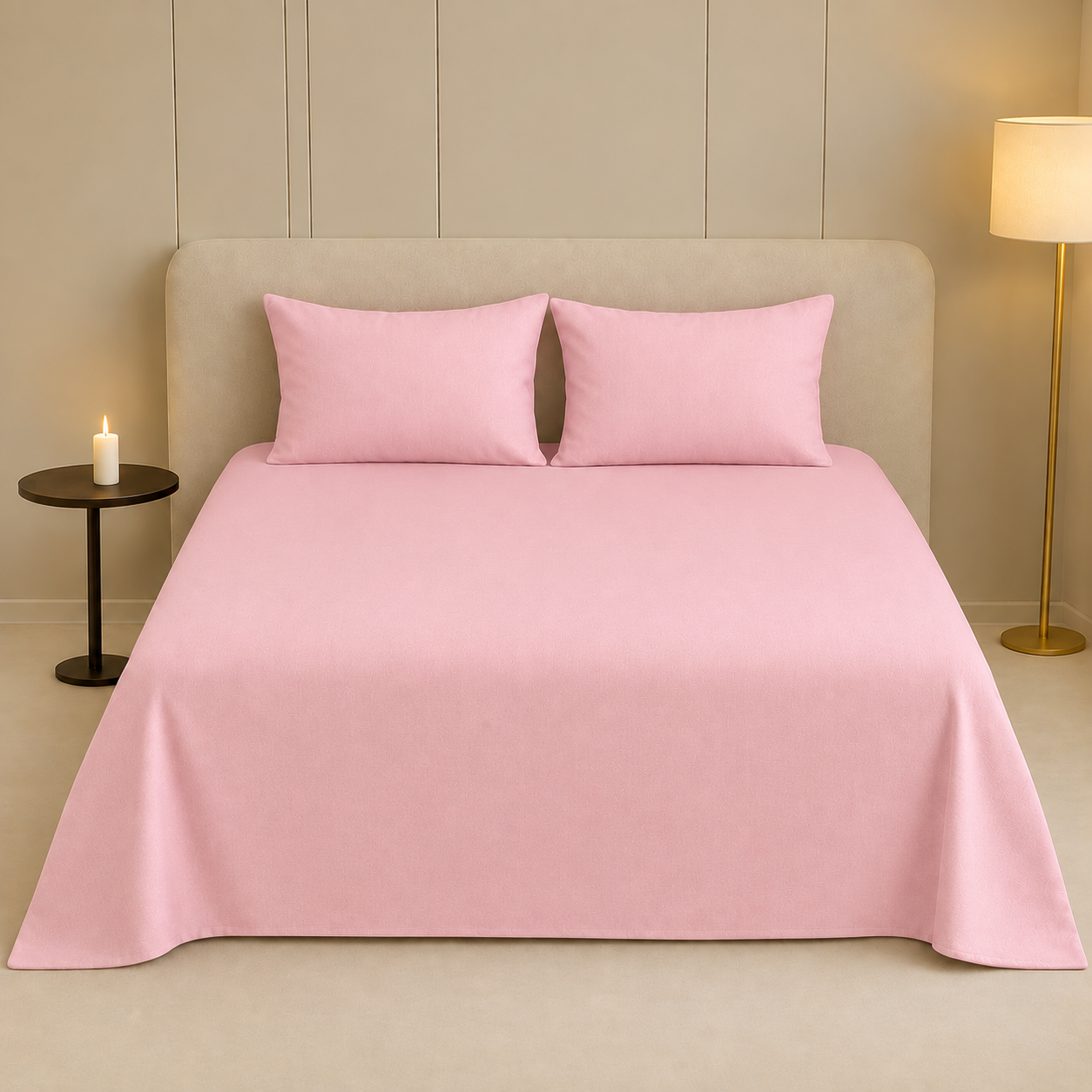Luxury Export Quality Cotton Plain Bedsheet Light Pink