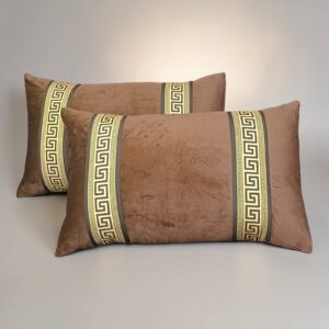 Luxury-Patch-Work-Versachi-Border-Cushion-Velvet-Brown