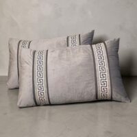 GREY PATCH WORK 1 PAIR 2 PCS VELVET PILLOW COVER