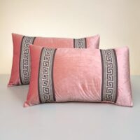 PINK PATCH WORK 1 PAIR 2 PCS VELVET PILLOW COVER