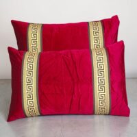 RED PATCH WORK 1 PAIR 2 PCS VELVET PILLOW COVER