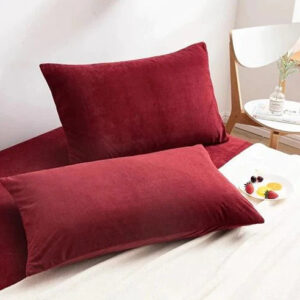 Luxury Pillow Cover 2Pcs Velvet Maroon