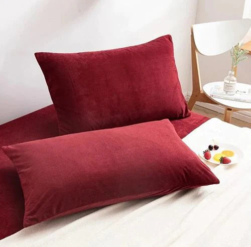 Luxury Pillow Cover 2Pcs Velvet Maroon