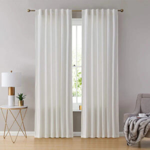 White Plain 1 Pair 2 Panels Velvet Curtain