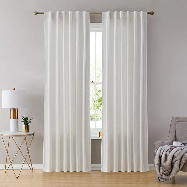 White Plain 1 Pair 2 Panels Velvet Curtain