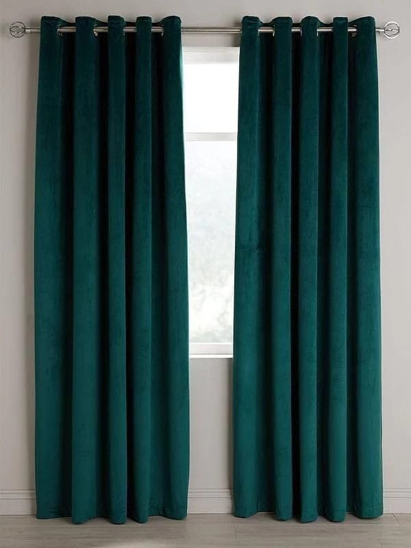 Zinc Plain 1 Pair 2 Panels Velvet Curtain