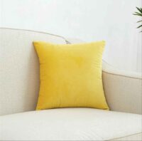 Luxury Plain Cushion Velvet Yellow