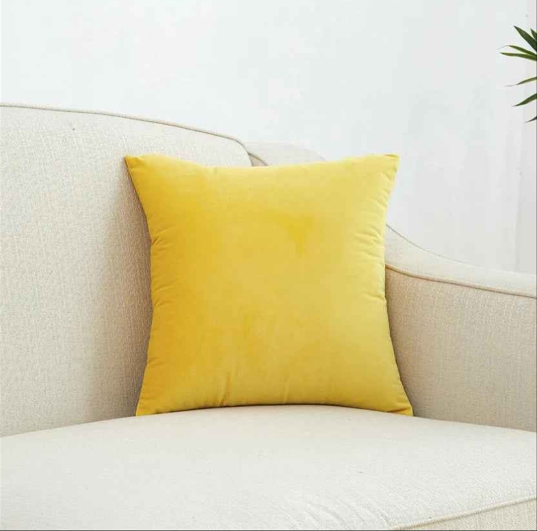 Luxury Plain Cushion Velvet Yellow