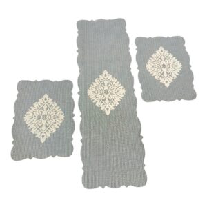 Grey 3 PCs Table Runner Set Jute Fabric