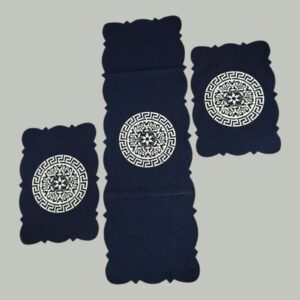 Blue 3 PCs Table Runner Set Jute Fabric
