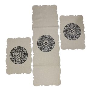 Grey 3 PCs Table Runner Set Jute Fabric
