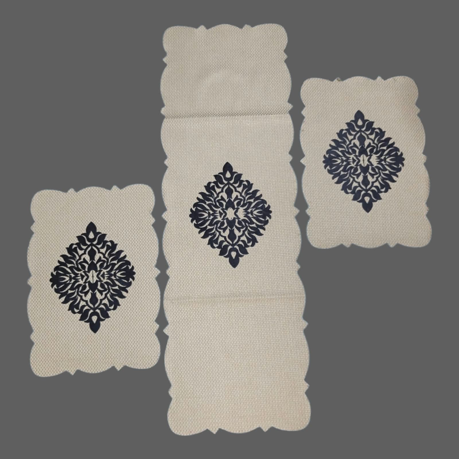 Skin Gold 3 PCs Table Runner Set Jute Fabric
