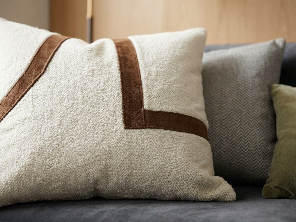 Modern Bouclé & Suede Patchwork Decorative Cushion Cover
